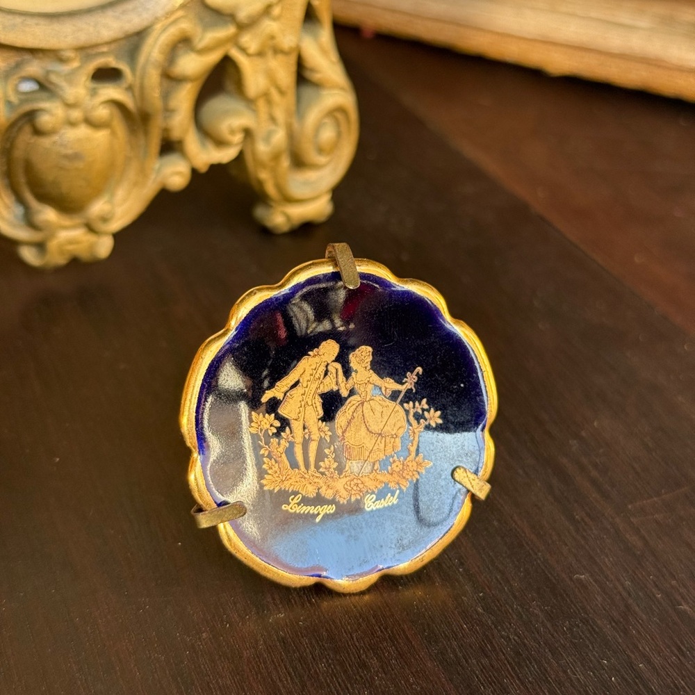 LIMOGES Vintage Blue and Gold Decorative Plate